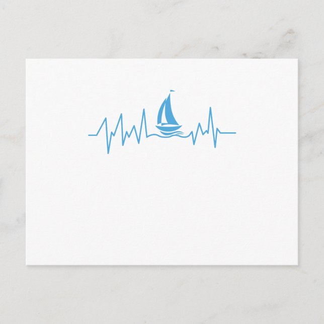 Cartão Postal Boat Sailing Gift Heartbeat Encantado (Frente)