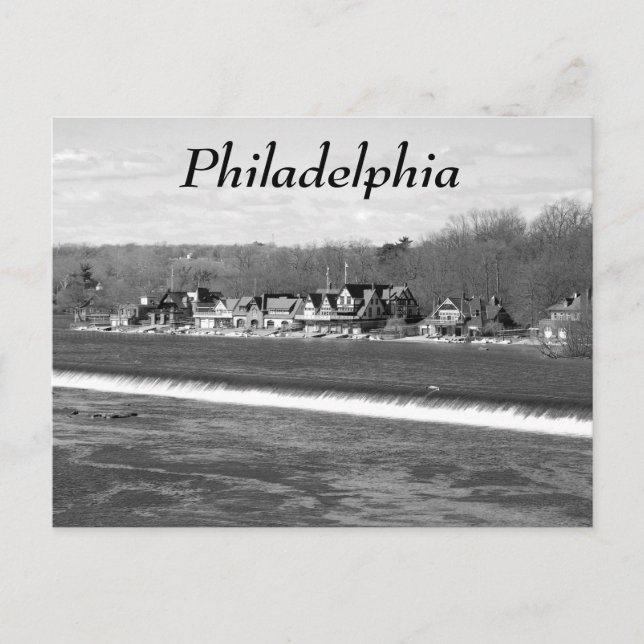 Cartão Postal Boathouse Row Winter b/w (Frente)