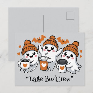 Cartão Postal boba assustadora, bu Kawaii, sanduíche fofo
