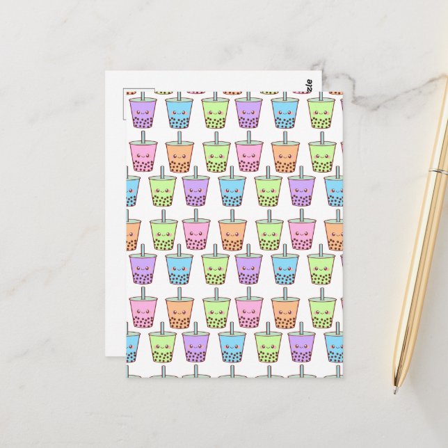 Cartão Postal Boba Milk Tea Flavors (Frente/Verso In Situ)