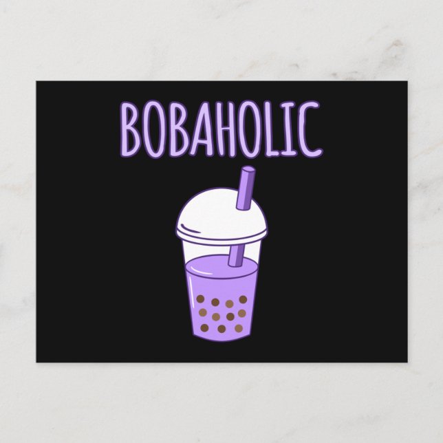 Cartão Postal Bobaholic Bubble Boba Kawaii Tea Graphic (Frente)