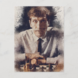 Cartão Postal Bobby Fischer ✪ Estética Chess Watercolor Art