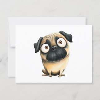 Cartão Postal Bobo Whimsic Pug