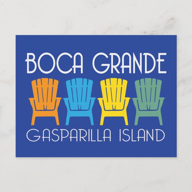 Cartão Postal Boca Grande Gasparilla Florida Beach Chairs (Frente)