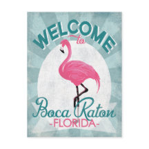 Boca Raton Florida Pink Flamingo Retro