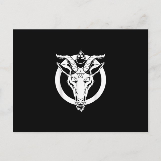 Cartão Postal Bode Preto Baphomet, Presente Satanista Lúcifer Be (Frente)