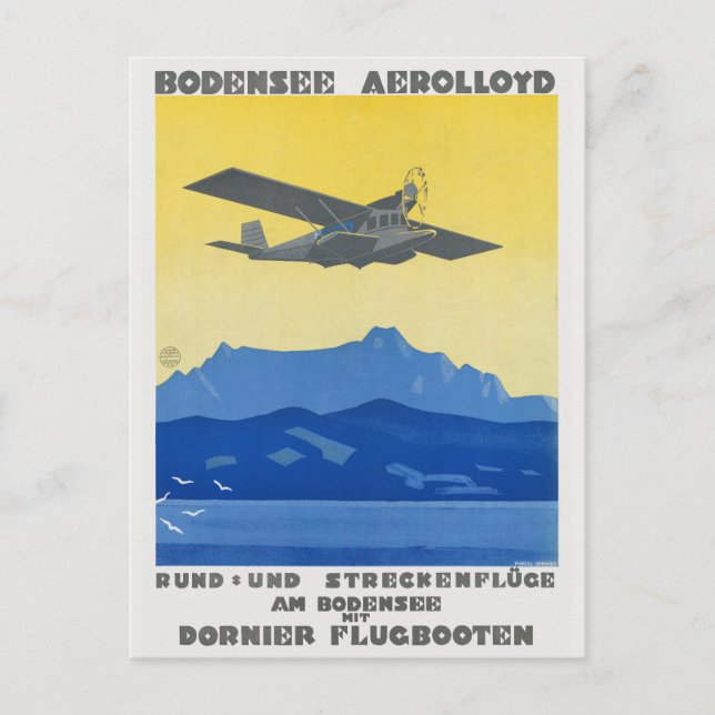 Cartão Postal Bodensee Aerolloyd Poster vintage 1925 (Frente)