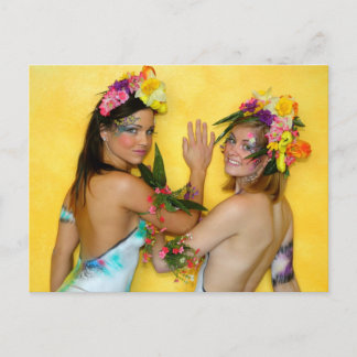 Cartão Postal Bodypainting Lebendbuffet - buffet vivo de carroça