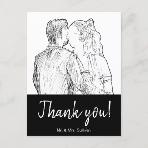 Cartão Postal Boêmian Modern Sketting Black Obrigado