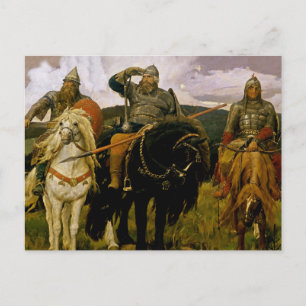 Cartão Postal “Bogatires Russos” por Viktor Vasnetsov