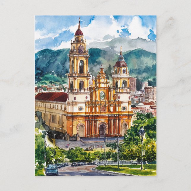 Cartão Postal Bogota, Colômbia — Pintura Aquarela (Frente)