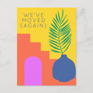 Cartão Postal Boho Botânico Mudamos Novamente Novo Endereço
