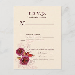 Cartão Postal Boho Burgundy Rose RSVP