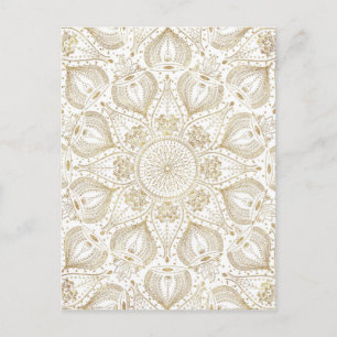 Cartão Postal Boho Chic gold mandala design