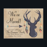 Cartão Postal Boho Deer We've Moved Address Announcement  Bird<br><div class="desc">This design was created though digital art. It may be personalized in the area provide or customizing by choosing the click to customize further option and changing the name, initials or words. You may also change the text color and style or delete the text for an image only design. Contact...</div>