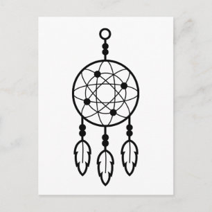 Cartão Postal Boho Dream Catcher Native American Tribal Black