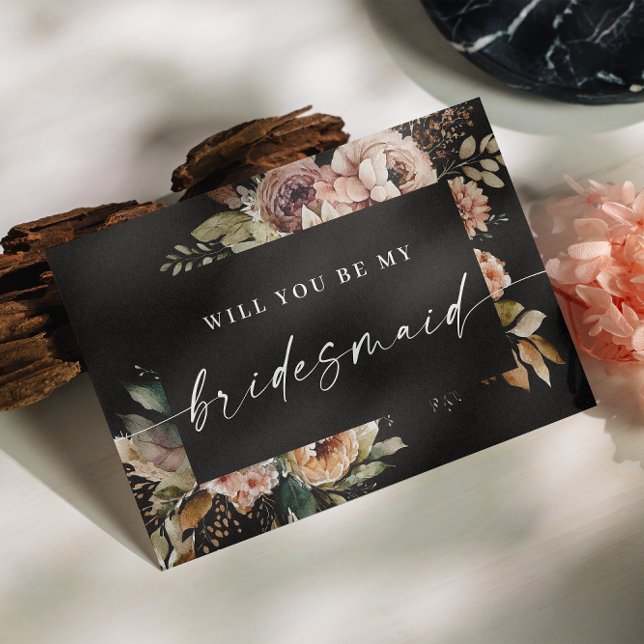 Cartão Postal Boho Fall Bridesmaid Proposta. Floral de outono pr (Criador carregado)