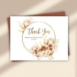 Cartão Postal Boho Floral Terracotta Casamento Elegante Obrigado