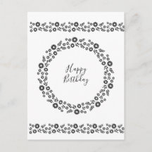 Boho flores Wreath Black and White cumprimentos