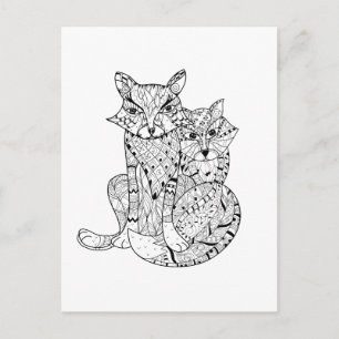 Cartão Postal Boho Fox Doodle