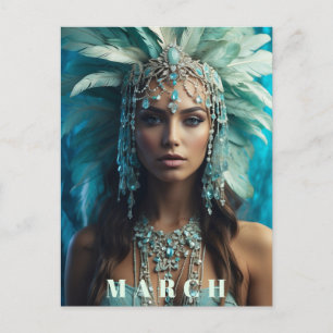 Cartão Postal *~* Boho Headdress MARCH AP53 AQUAMARINE