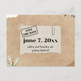 Cartão Postal Boho Kraft Paper Floral SAVE A DATA
