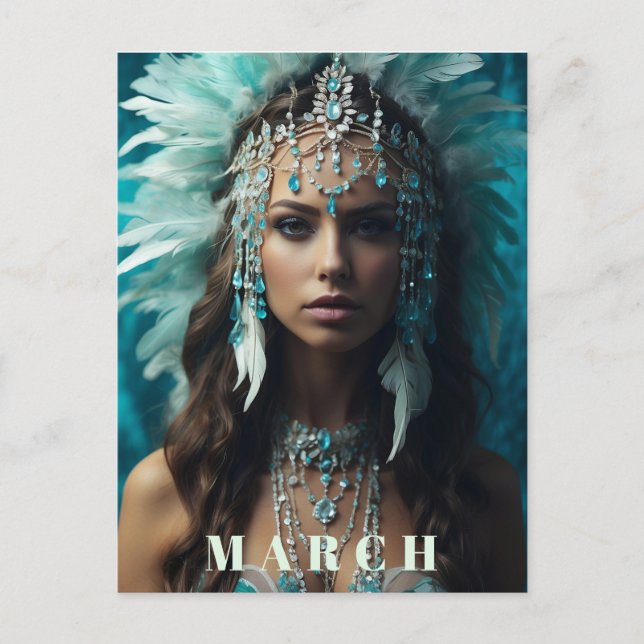 Cartão Postal *~* Boho MARCH AQUAMARINE AP53 Headdress (Frente)