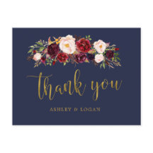 Boho Marinho e Dourado Casamento Floral Obrigado