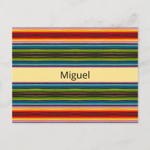 Cartão Postal Boho Mexicano Listras Serape Nome Personalizado