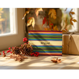 Cartão Postal Boho Mexicano Listras Serape Nome Personalizado