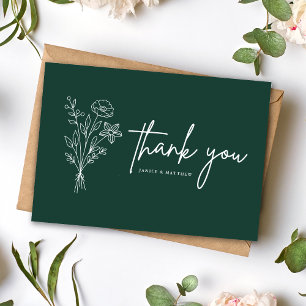 Cartão Postal Boho Minimalista Obrigada Casamento Esmeralda