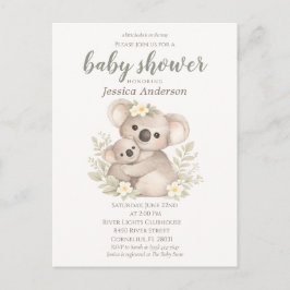 Cartão Postal Boho Neutral Koala Baby Shower