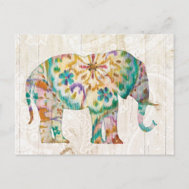 Cartão Postal Boho Paisley Elephant I (Frente)