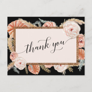 Cartão Postal Boho Pampas Elegante Palma Tropical Negra Floral