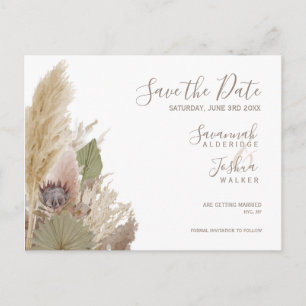CARTÃO POSTAL BOHO PAMPAS GRASS WATERCOLOR SALVE A DATA