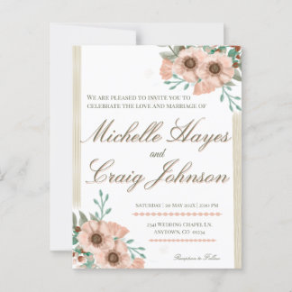 Cartão Postal BOHO Peach Wedding
