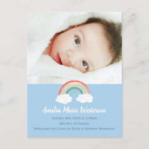 Cartão Postal Boho Rainbow Chá de fraldas Blue Boy