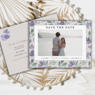 Cartão Postal Boho Roxo Floral Aquarela Salve o Dia