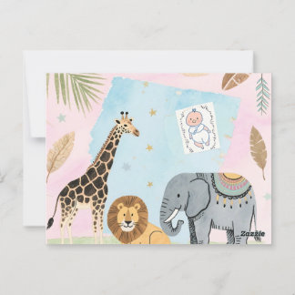 Cartão Postal Boho Safari Baby Shower Invite - Pastel Animals