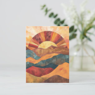 Cartão Postal Boho Sunset Sobre Montanhas - Paisagem Terrestre R