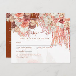Cartão Postal Boho Terracotta Rosa Pampas Grass Casamento Floral