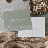 Boho Verde Sage Flor de Campo Obrigado Casamento