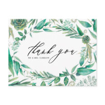 Boho Watercolor Greenerent e Suculentos Obrigado