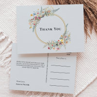 Boho Wildflower Fern Dusty Casamento Azul Obrigado
