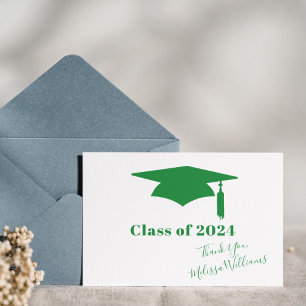 Cartão Postal Boina de Graduação Verde - Agradecimento de Gradua