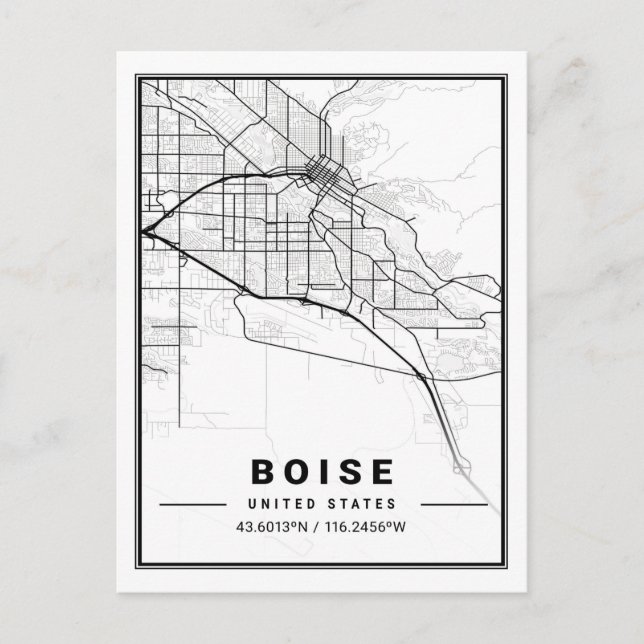 Cartão Postal Boise Idaho EUA Viagem Map Poster (Frente)
