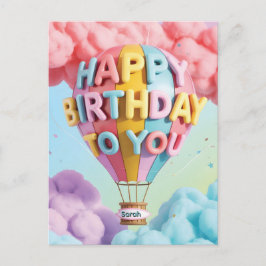 Cartão Postal Bola de Ar Quente "Feliz Aniversário" 3D Caprichos