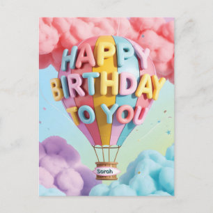 Cartão Postal Bola de Ar Quente "Feliz Aniversário" 3D Caprichos