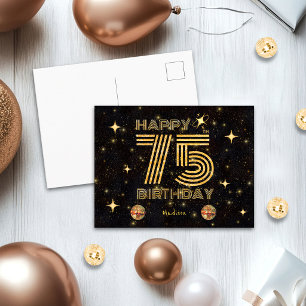 Cartão Postal Bola de Dança Black Gold Disco 75º Aniversário Fel
