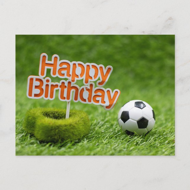 Cartão Postal Bola de futebol com feliz aniversário em verde (Frente)